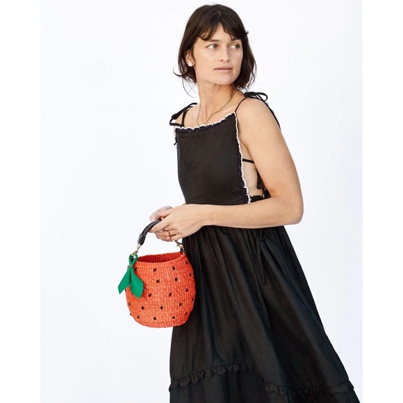 Clare V. Top Handle Hand Woven Strawberry Fruit Bag NWT Removable Handle - Picture 2 of 6